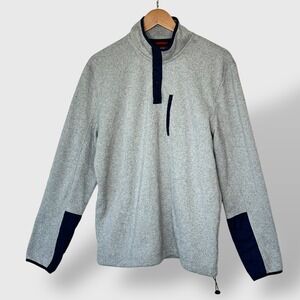 Tommy Hilfiger Pullover Fleece Quarter Snap Up Pocket Trim‎ Size Large Preppy
